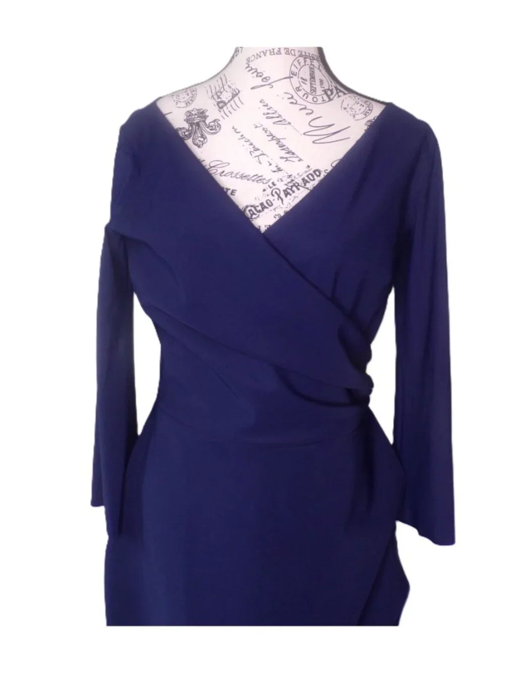 🆕CHIARA BONI Zalfa Ruched Faux Wrap Gown Dress 6 Navy Blue - Picture 7 of 13